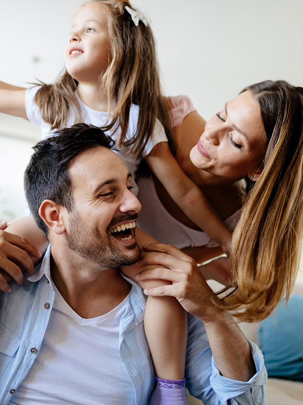 Happy family laughing together