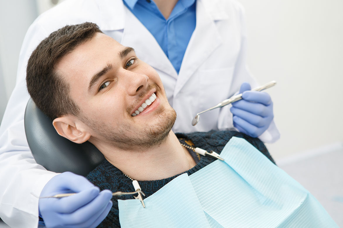 Patient in dental chair during procedure