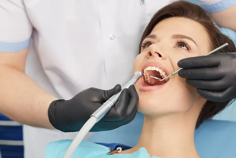 Patient during dental procedure